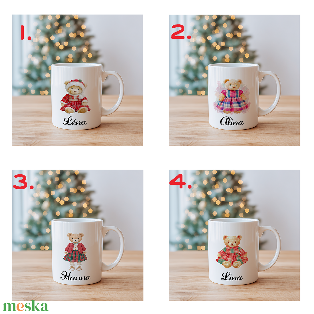 Névre szóló Lány Teddy maci bögre 4 minta közül lehet választani. - otthon & életmód - konyhafelszerelés, tálalás - tálalás - bögre & csésze - Meska.hu