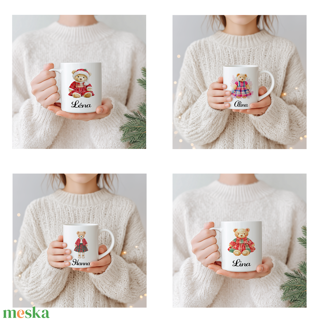 Névre szóló Lány Teddy maci bögre 4 minta közül lehet választani. - otthon & életmód - konyhafelszerelés, tálalás - tálalás - bögre & csésze - Meska.hu