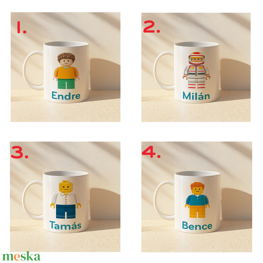 Névre szóló Fiú LEGO figura bögre  4 minta közül választható - otthon & életmód - konyhafelszerelés, tálalás - tálalás - bögre & csésze - Meska.hu