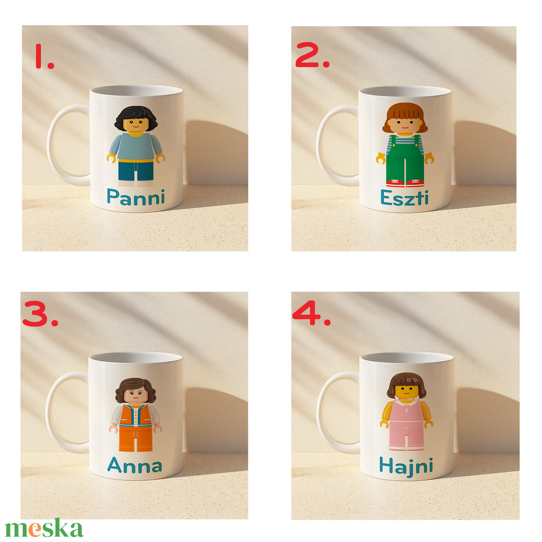 Névre szóló Lány LEGO figura bögre  4 minta közül választható - otthon & életmód - konyhafelszerelés, tálalás - tálalás - bögre & csésze - Meska.hu