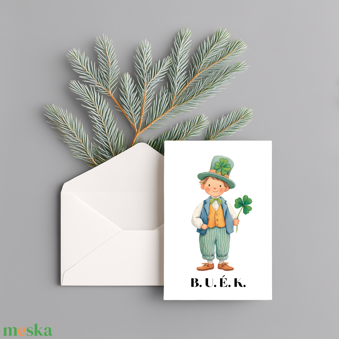 Újévi kinyitható képeslap borítékkal  Kéményseprő mintával - karácsony - karácsonyi ajándékozás - karácsonyi képeslap, üdvözlőlap, ajándékkísérő - Meska.hu