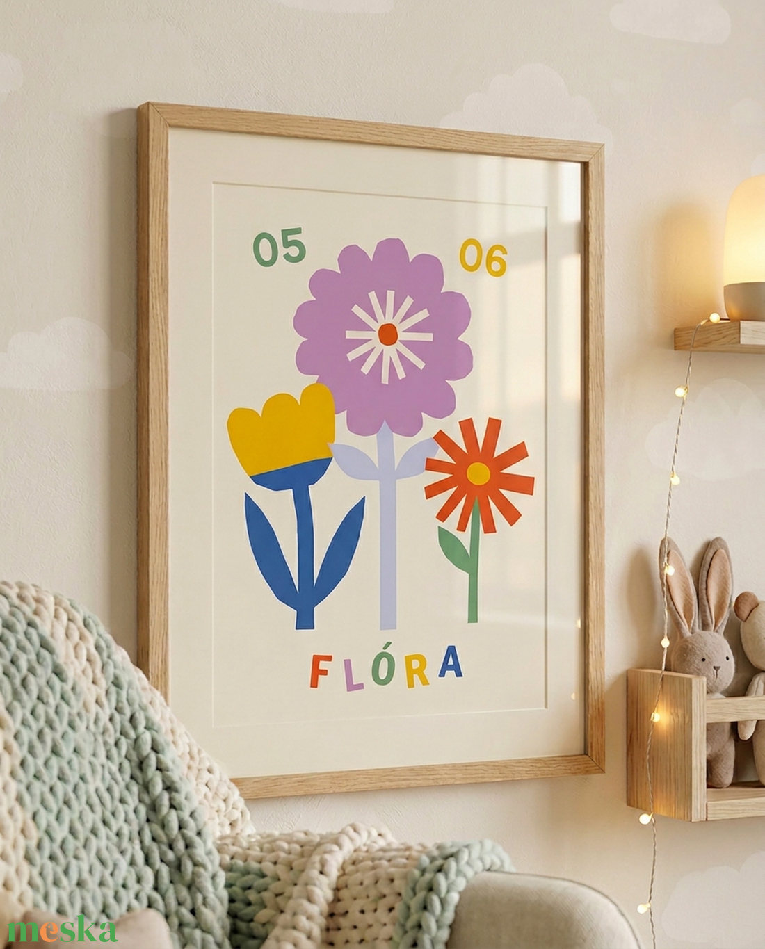 Virágos egyedi falikép gyerekszobába - baba - mama - babaszoba dekoráció - babaposzter - Meska.hu