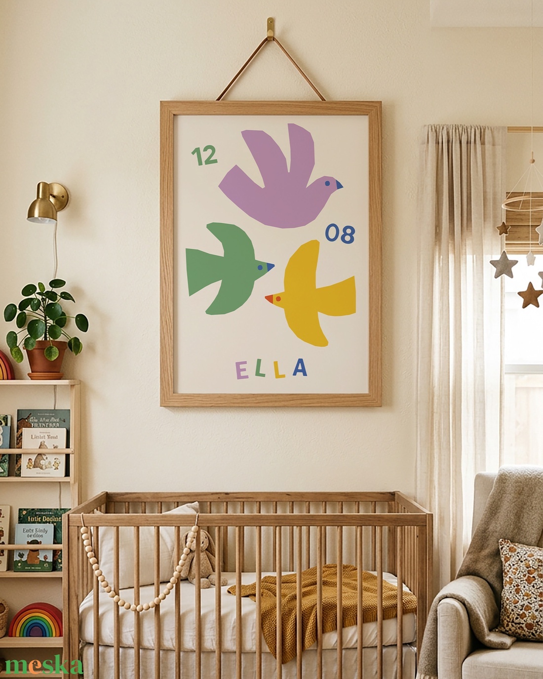 Madárkás egyedi falikép gyerekszobába - baba - mama - babaszoba dekoráció - babaposzter - Meska.hu