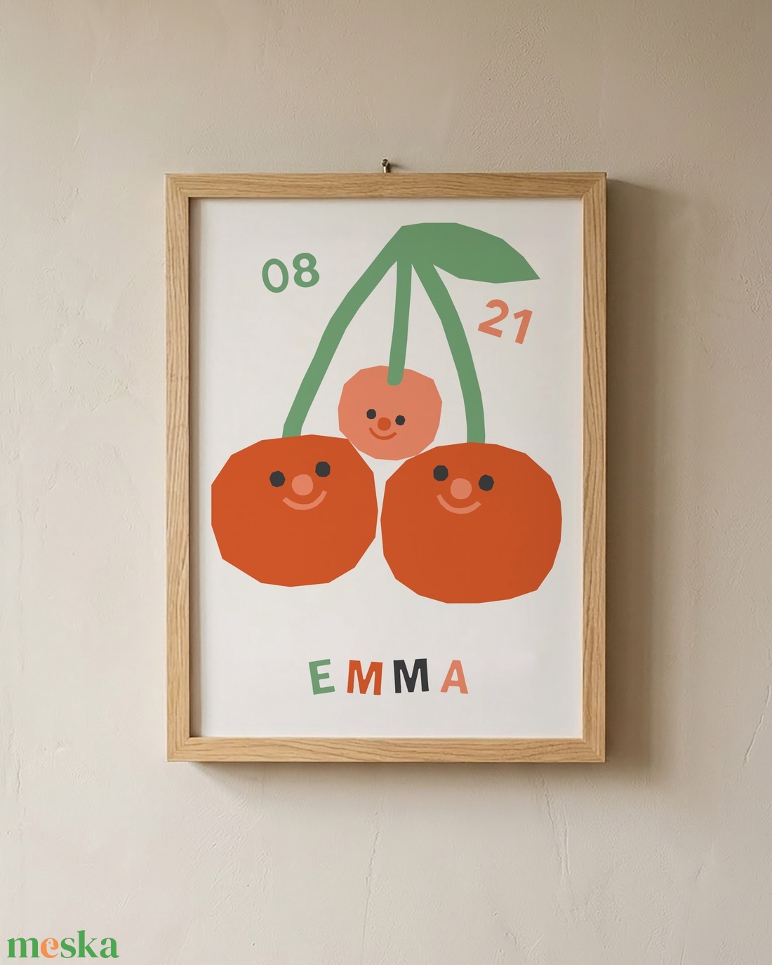 Cseresznyés egyedi falikép gyerekszobába - baba - mama - babaszoba dekoráció - babaposzter - Meska.hu