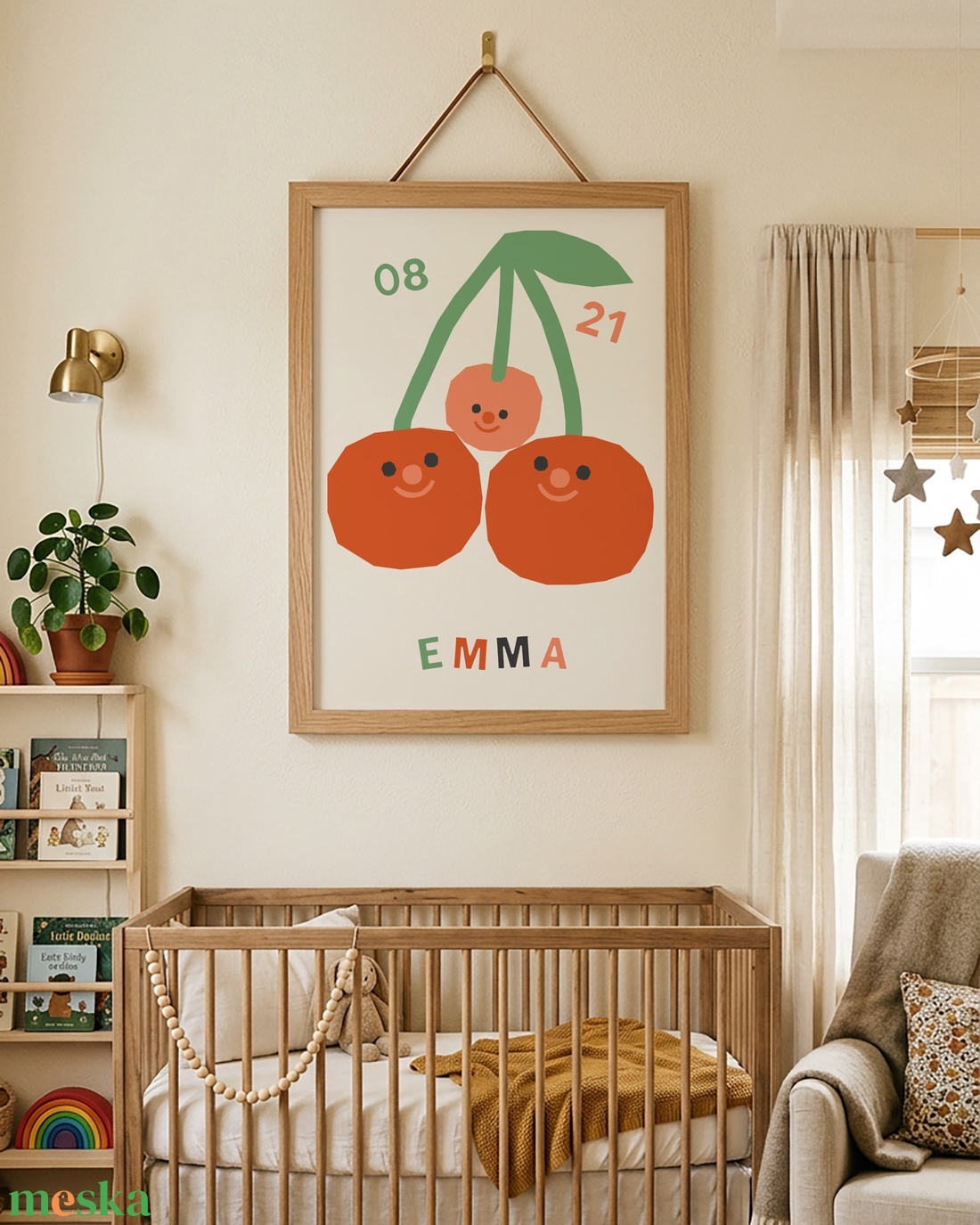 Cseresznyés egyedi falikép gyerekszobába - baba - mama - babaszoba dekoráció - babaposzter - Meska.hu