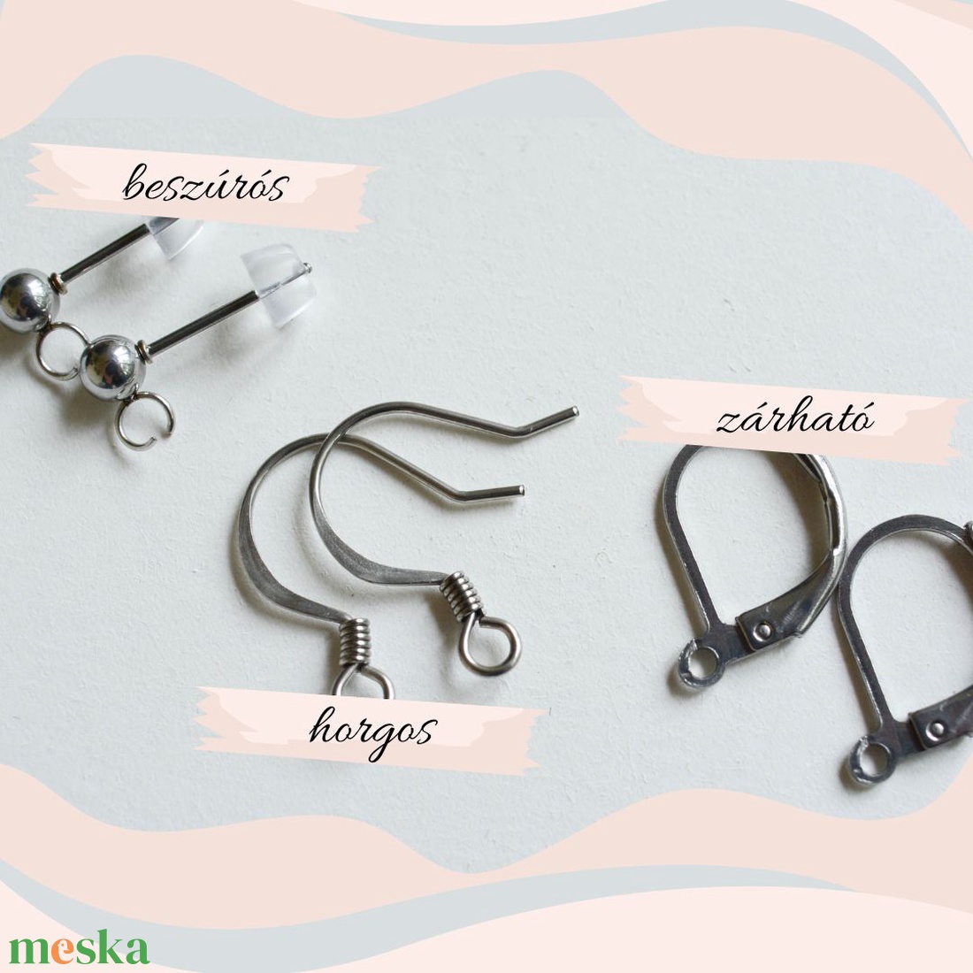 Fülbevaló Ívvarázs - szürkéskék, lila - ékszer - fülbevaló - lógó fülbevaló - Meska.hu