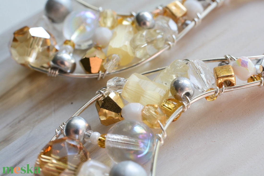 Fülbevaló Ívvarázs - Fehér, Ezüst, Arany - ékszer - fülbevaló - lógó fülbevaló - Meska.hu Fülbevaló Ívvarázs - Fehér, Ezüst, Arany - ékszer - fülbevaló - lógó fülbevaló - Meska.hu