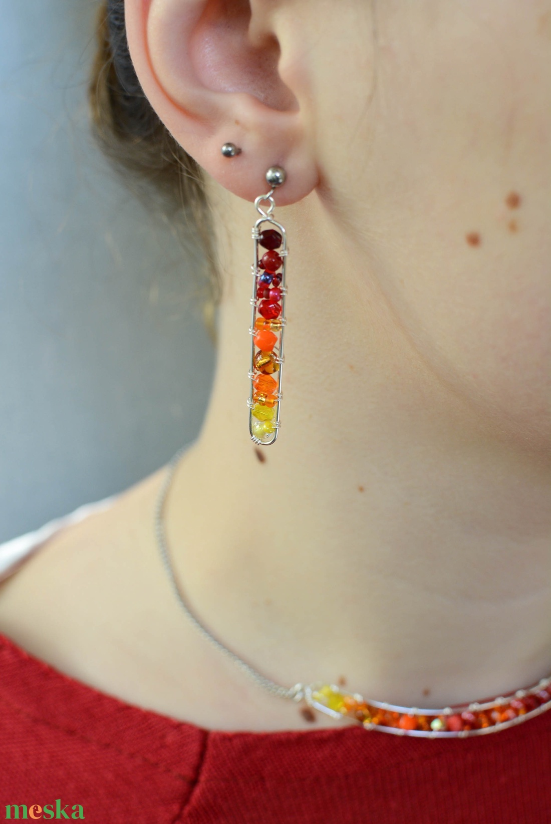 Fülbevaló Minikincsek - Line Naplemente - ékszer - fülbevaló - lógó fülbevaló - Meska.hu