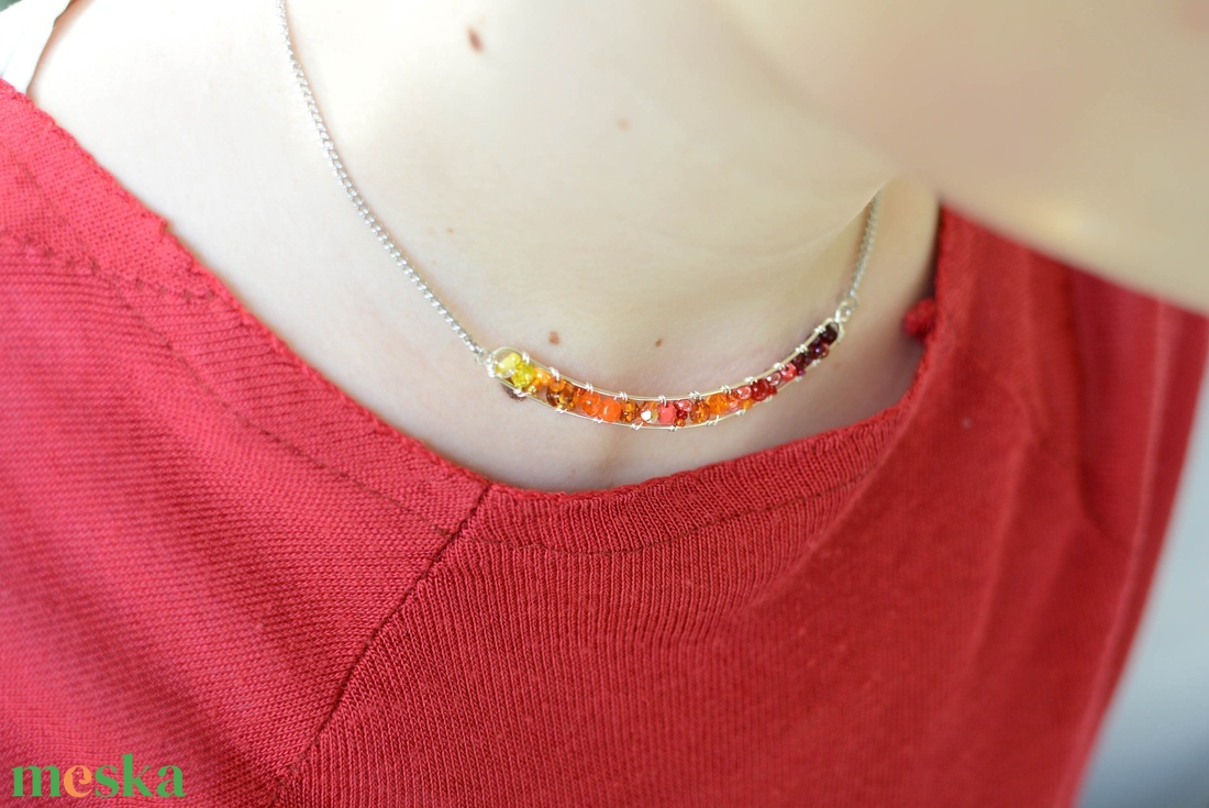 Lánc Minikincsek - Line Naplemente - ékszer - nyaklánc - gyöngyös nyaklánc - Meska.hu