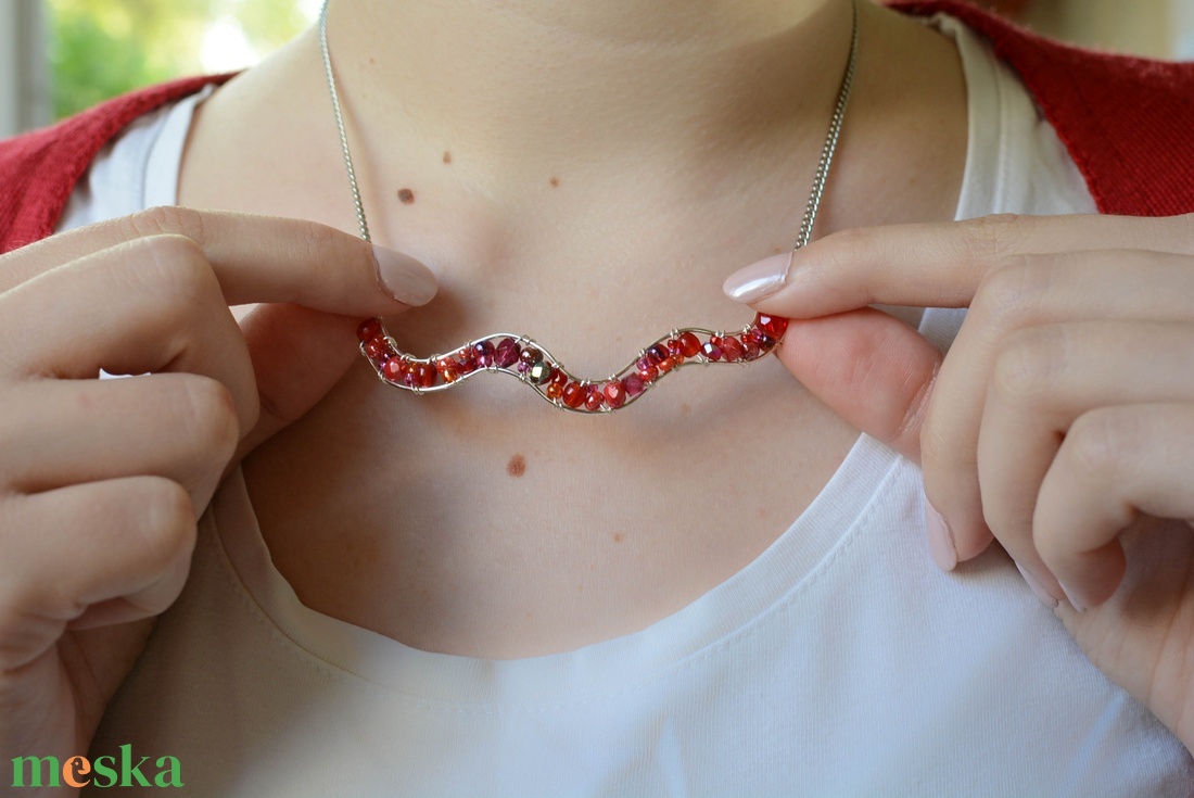 Lánc Minikincsek - Wave Piros - ékszer - nyaklánc - statement nyaklánc - Meska.hu