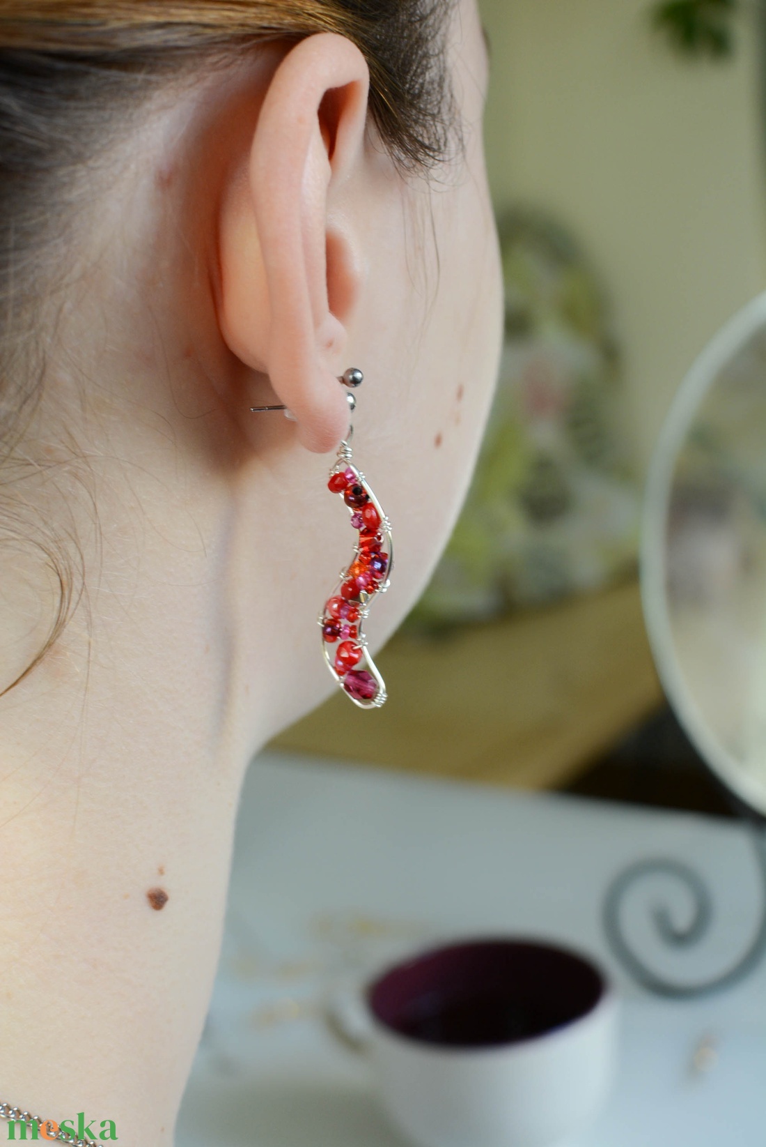 Fülbevaló Minikincsek - Wave Piros - ékszer - fülbevaló - lógó fülbevaló - Meska.hu