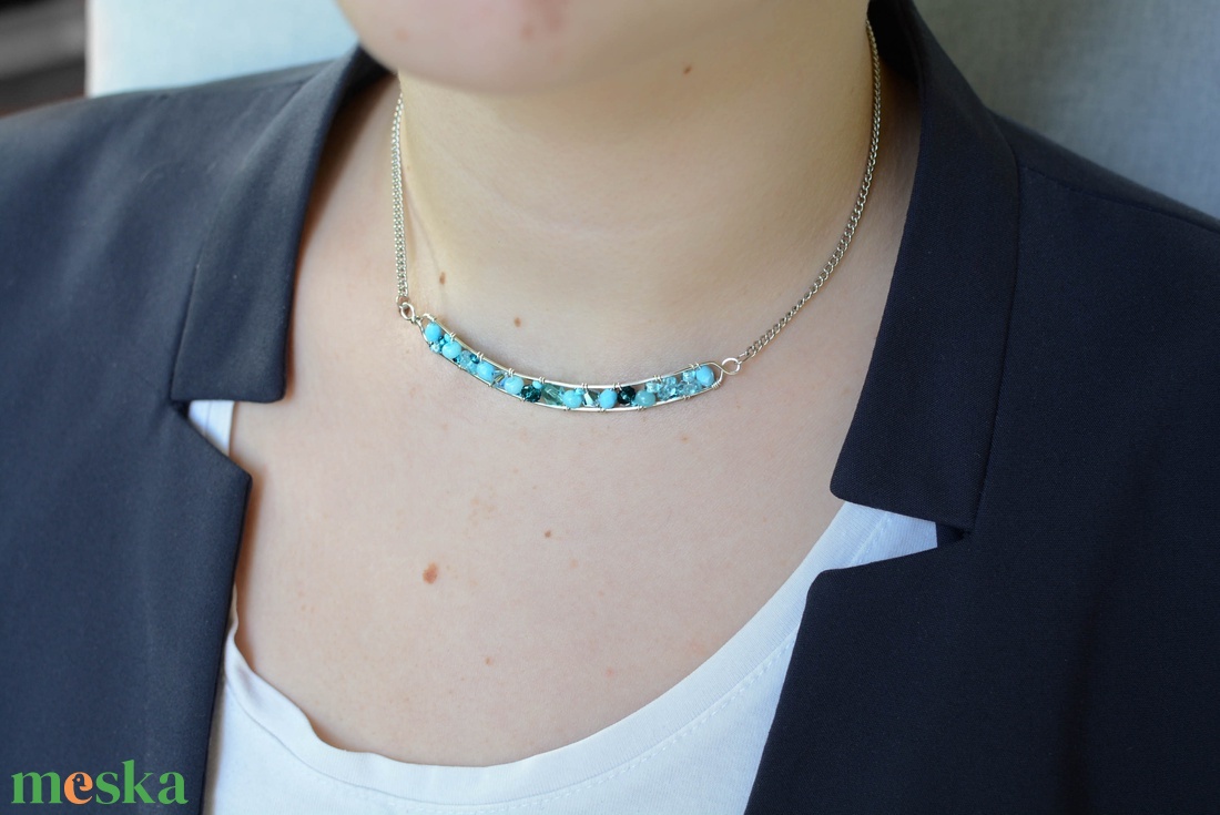 Lánc Minikincsek - Line Világoskék - ékszer - nyaklánc - gyöngyös nyaklánc - Meska.hu