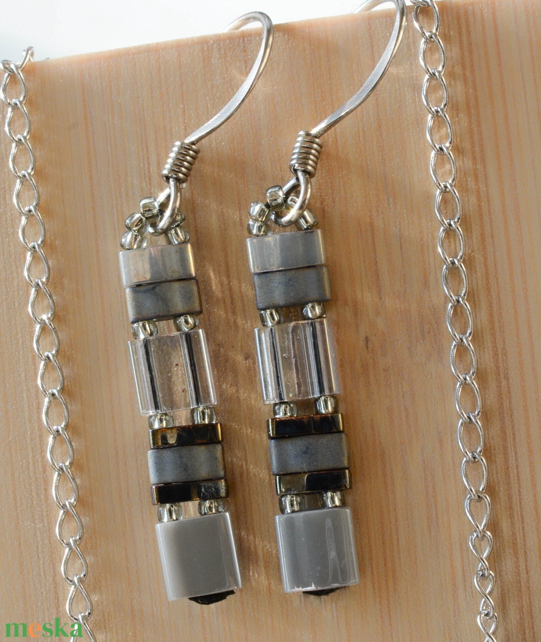 PiciPixel fülbevaló  Szürke tónusok - ékszer - fülbevaló - lógó fülbevaló - Meska.hu