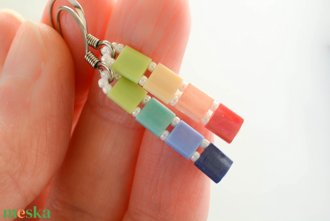 PiciPixel fülbevaló  Szivárvány - ékszer - fülbevaló - lógó fülbevaló - Meska.hu