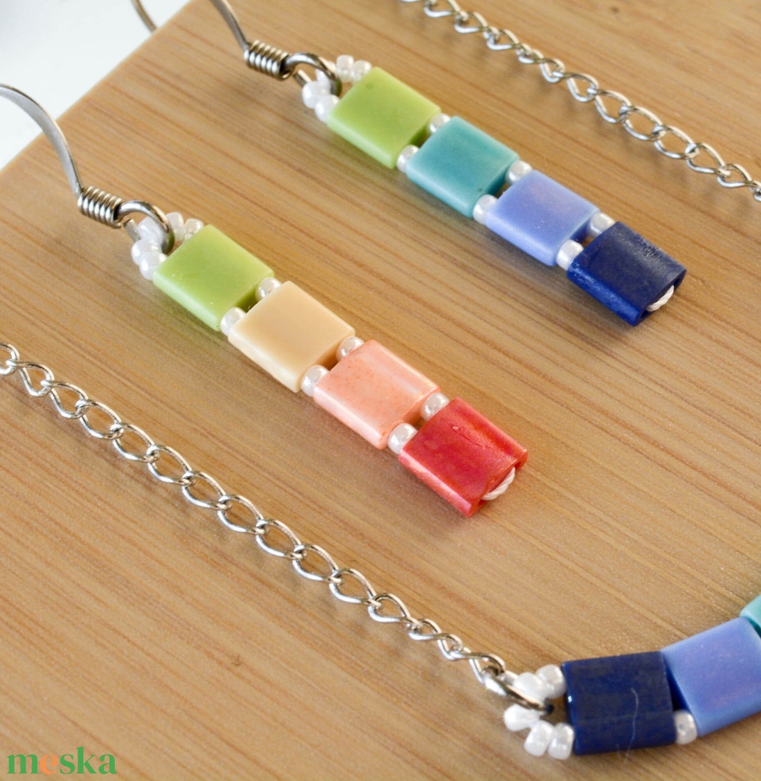 PiciPixel fülbevaló  Szivárvány - ékszer - fülbevaló - lógó fülbevaló - Meska.hu