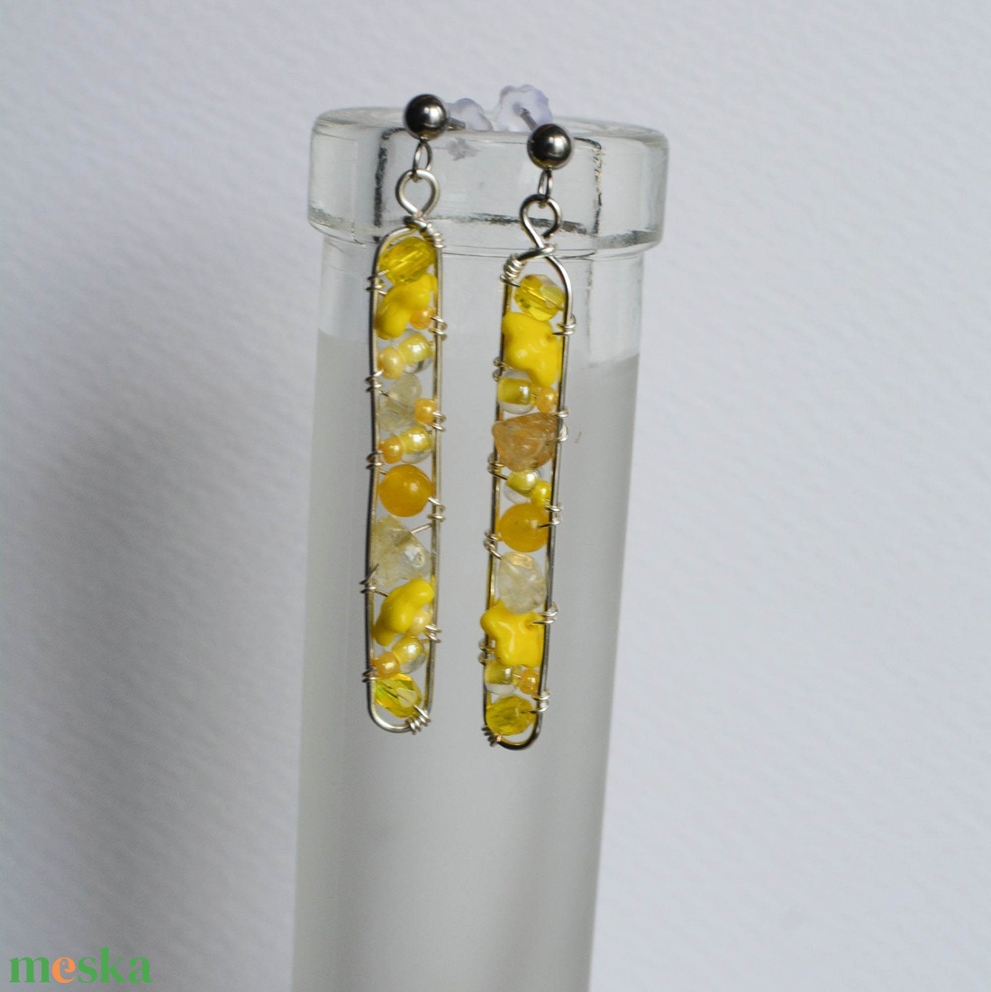 Fülbevaló Minikincsek - Line Sárga - ékszer - fülbevaló - lógó fülbevaló - Meska.hu