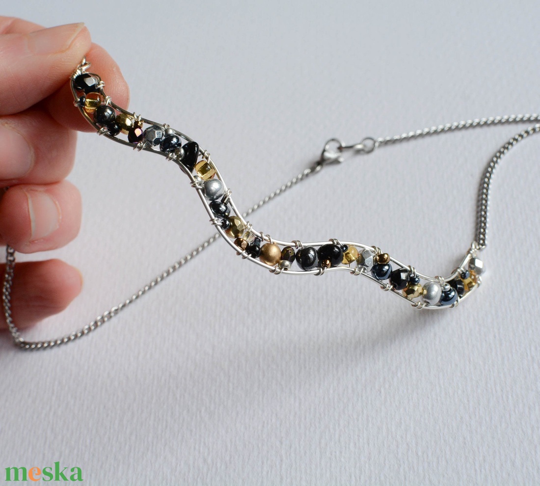 Lánc Minikincsek - Wave Mixed Metal - ékszer - nyaklánc - statement nyaklánc - Meska.hu