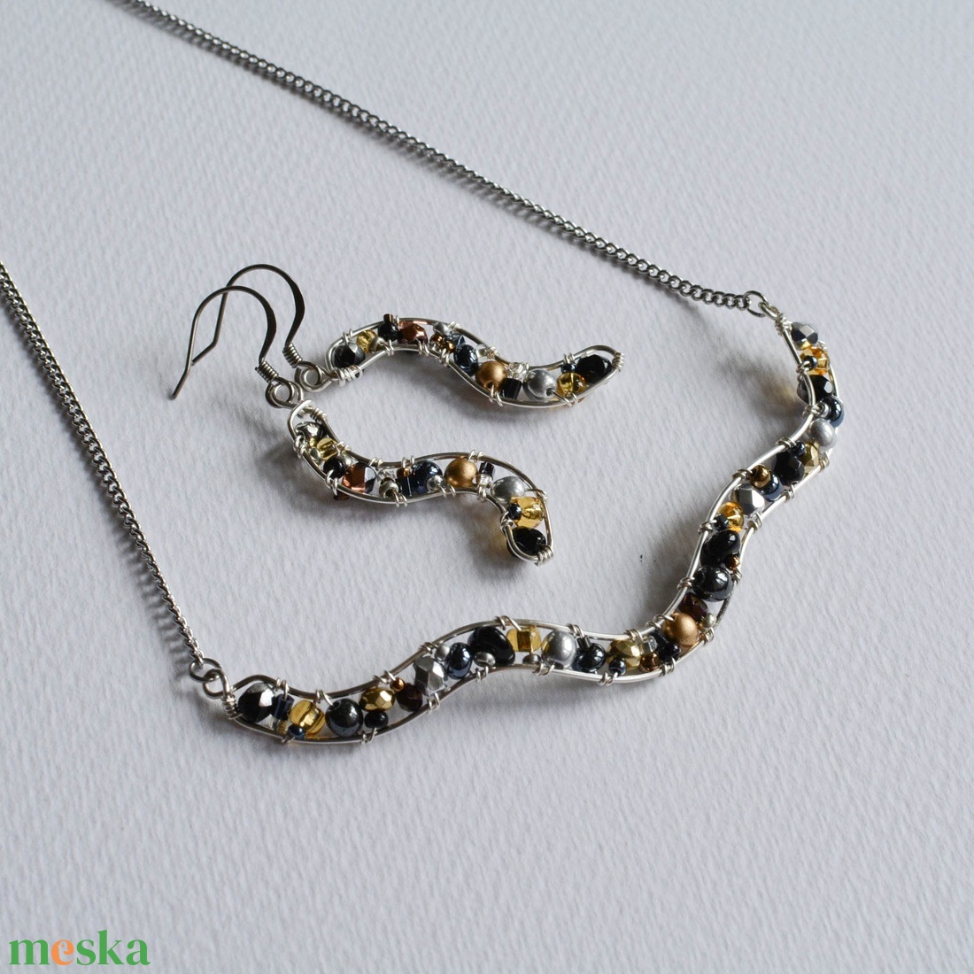 Lánc Minikincsek - Wave Mixed Metal - ékszer - nyaklánc - statement nyaklánc - Meska.hu