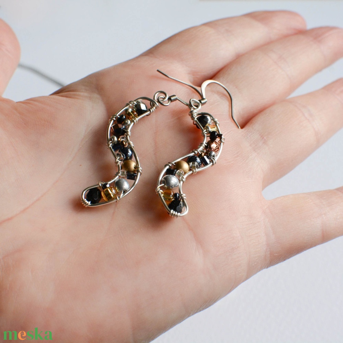 Fülbevaló Minikincsek - Wave Mixed Metal - ékszer - fülbevaló - lógó fülbevaló - Meska.hu