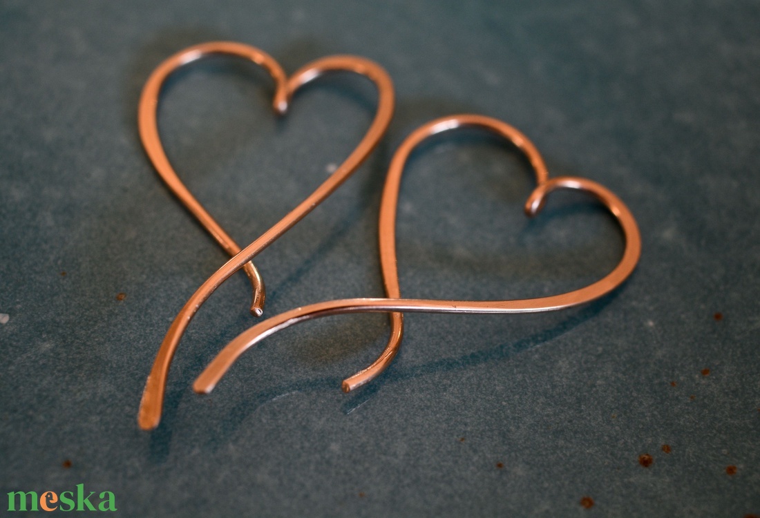 Bronz szív fülbevaló - ékszer - fülbevaló - fülékszer - Meska.hu