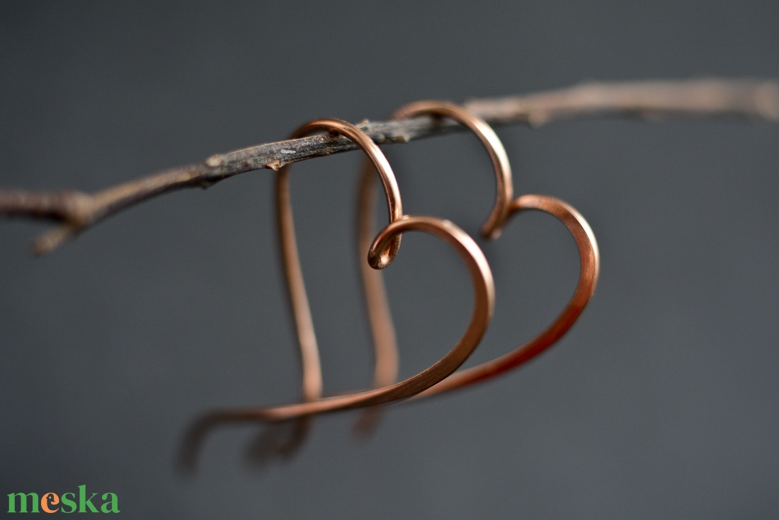 Bronz szív fülbevaló - ékszer - fülbevaló - fülékszer - Meska.hu