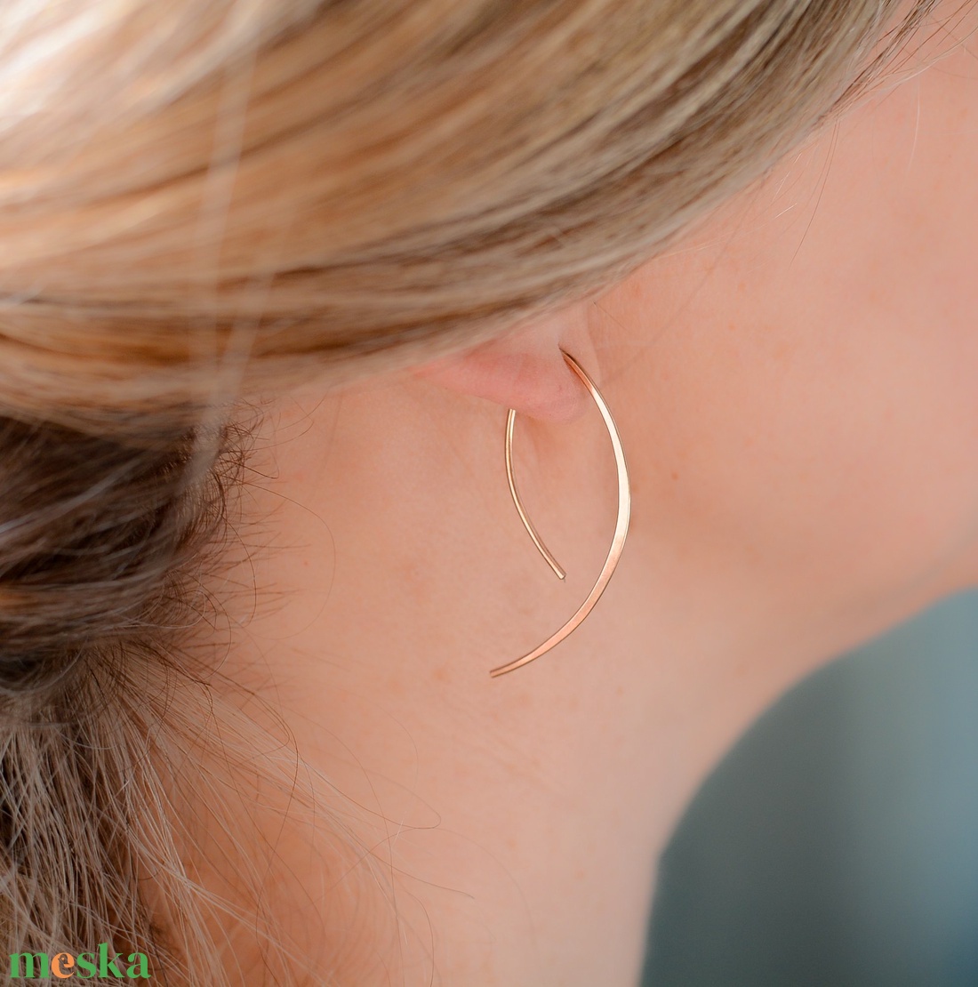 Bronz fülbevaló - ívelt - ékszer - fülbevaló - fülékszer - Meska.hu