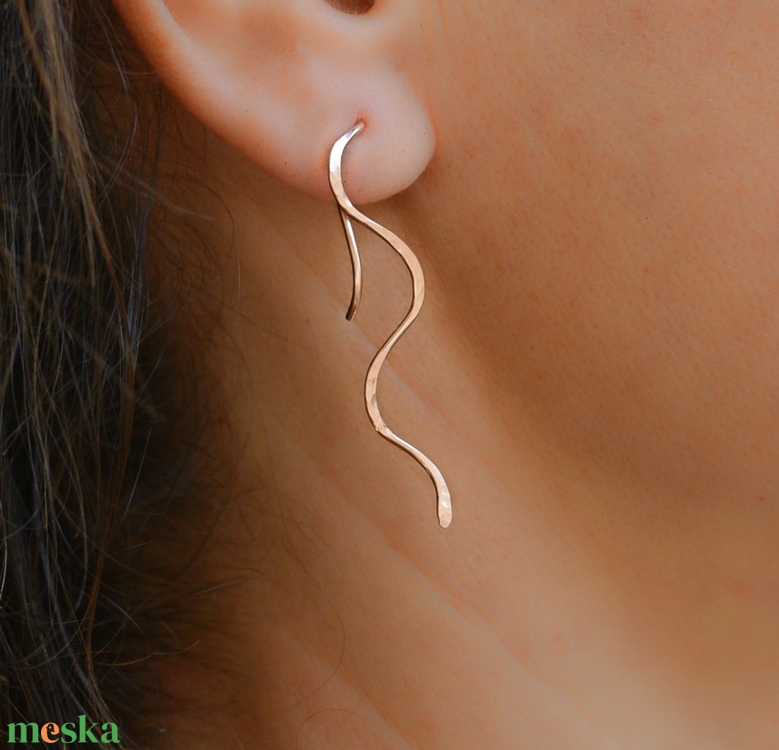 Bronz fülbevaló - hullám - ékszer - fülbevaló - fülékszer - Meska.hu