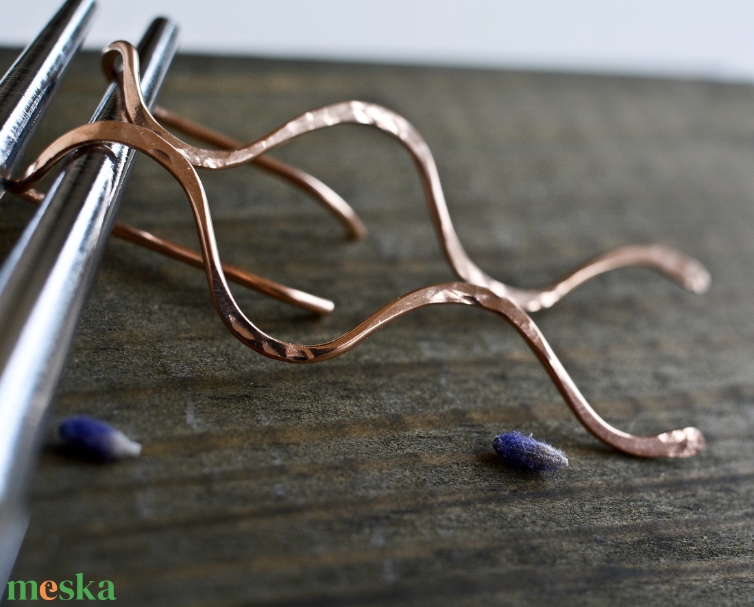 Bronz fülbevaló - hullám - ékszer - fülbevaló - fülékszer - Meska.hu