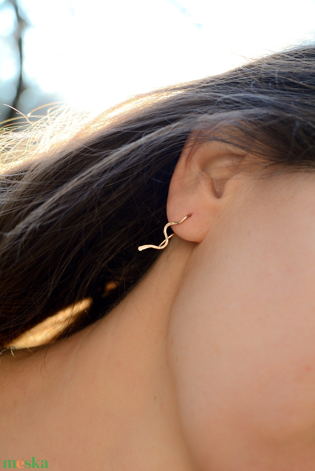 Bronz fülbevaló - hullám - ékszer - fülbevaló - fülékszer - Meska.hu