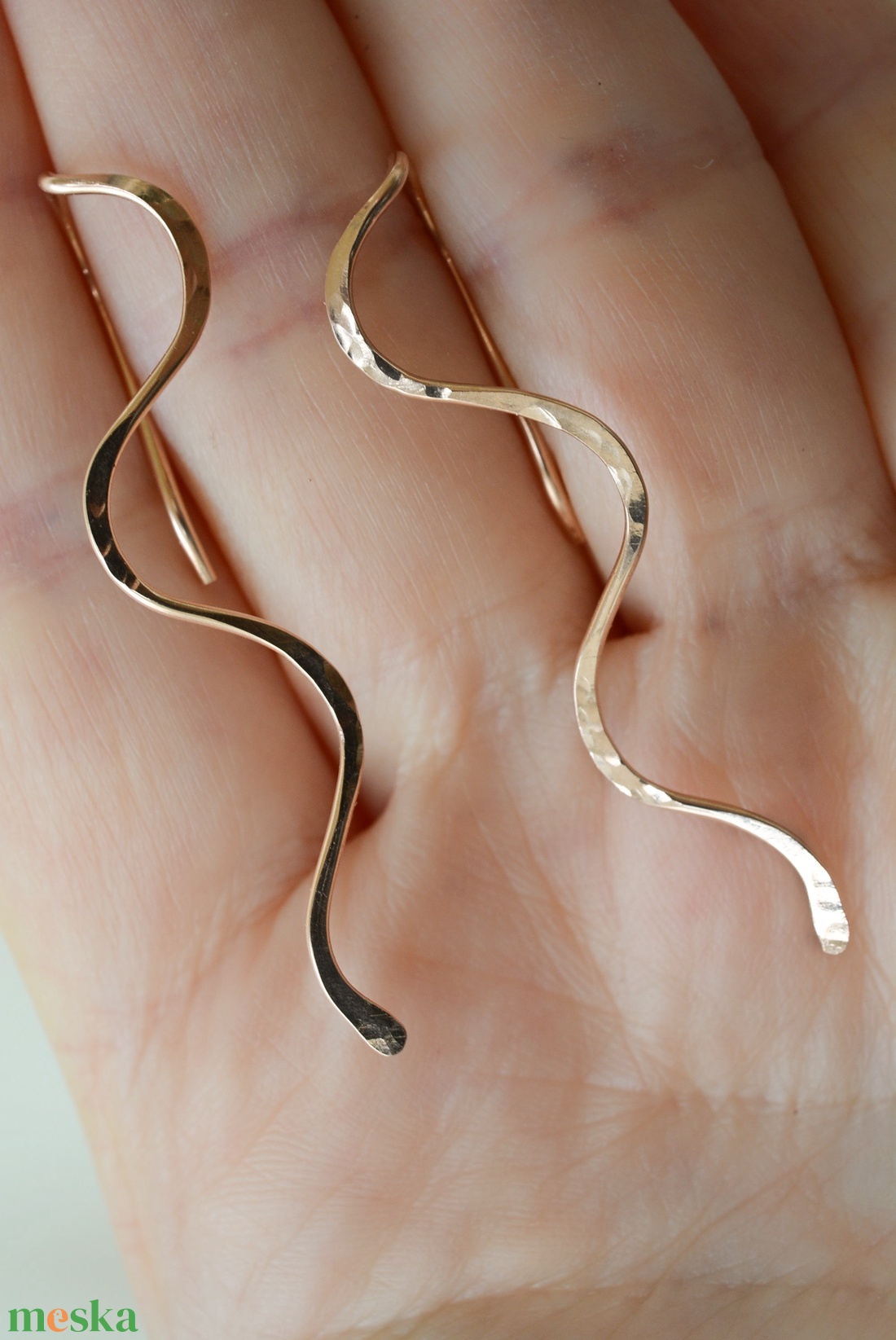 Bronz fülbevaló - hullám - ékszer - fülbevaló - fülékszer - Meska.hu