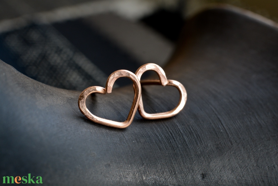 Bronz fülbevaló - szív, beszúrós - ékszer - fülbevaló - fülékszer - Meska.hu