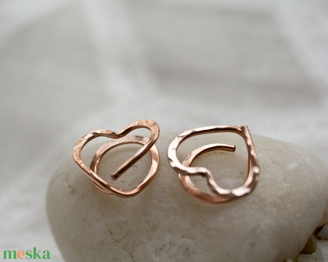 Bronz klipsz - szív, nagyon kényelmes - ékszer - fülbevaló - klipsz - Meska.hu