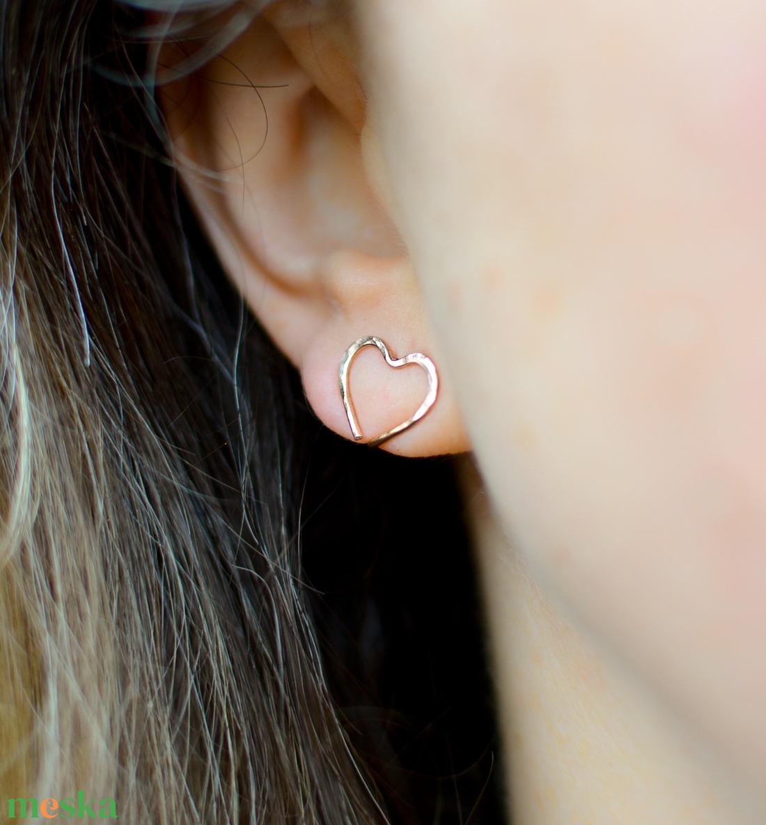 Bronz klipsz - szív, nagyon kényelmes - ékszer - fülbevaló - klipsz - Meska.hu