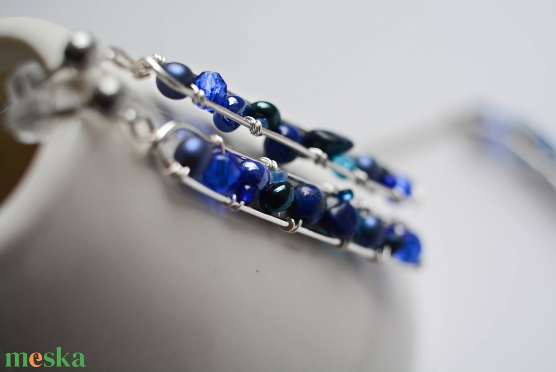 Fülbevaló Minikincsek - Line Királykék - ékszer - fülbevaló - lógó fülbevaló - Meska.hu