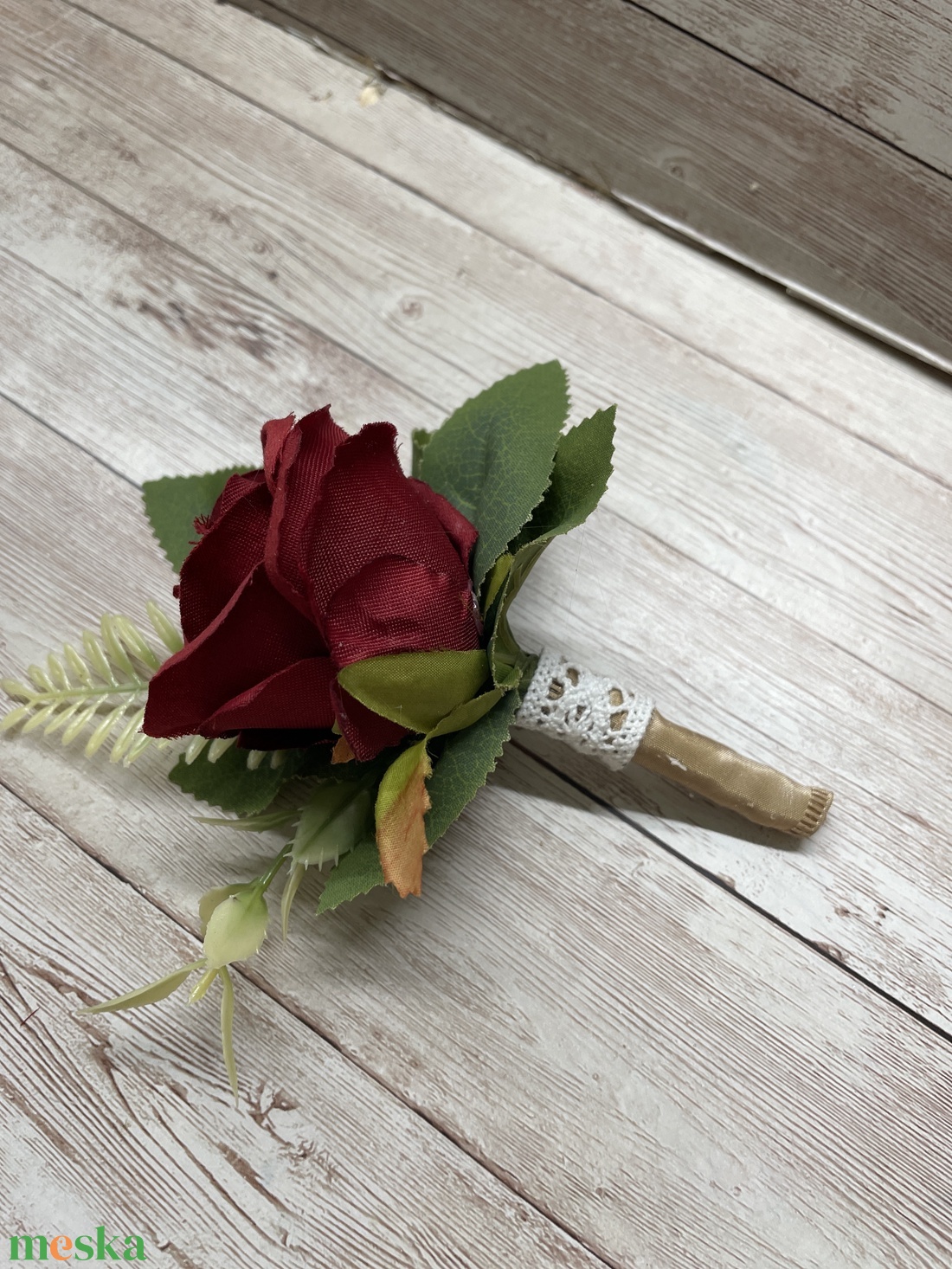 Örök menyasszonyi csokor vőlegény kitűzővel - bordó - esküvő - menyasszonyi- és dobócsokor - Meska.hu