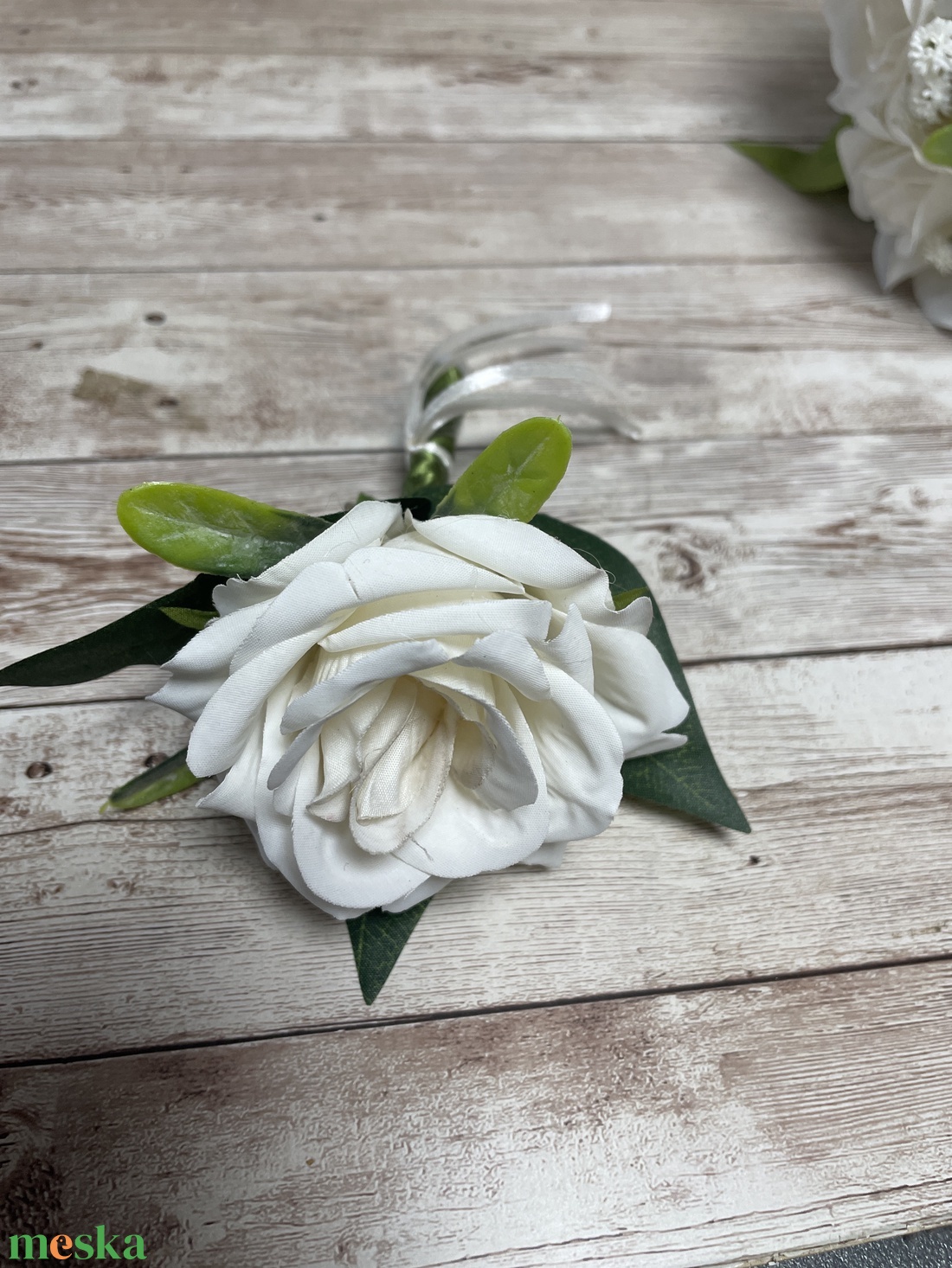 Örök menyasszonyi csokor vőlegény kitűzővel - fehér - esküvő - menyasszonyi- és dobócsokor - Meska.hu