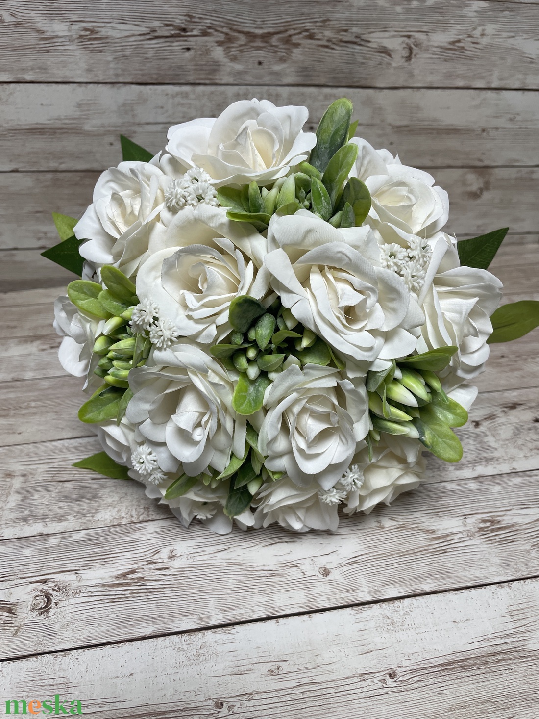 Örök menyasszonyi csokor vőlegény kitűzővel - fehér - esküvő - menyasszonyi- és dobócsokor - Meska.hu
