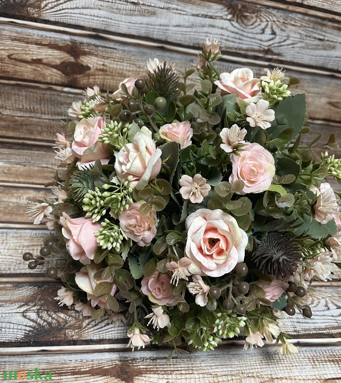 Örök menyasszonyi csokor vőlegény kitűzővel - rózsaszín - esküvő - menyasszonyi- és dobócsokor - Meska.hu