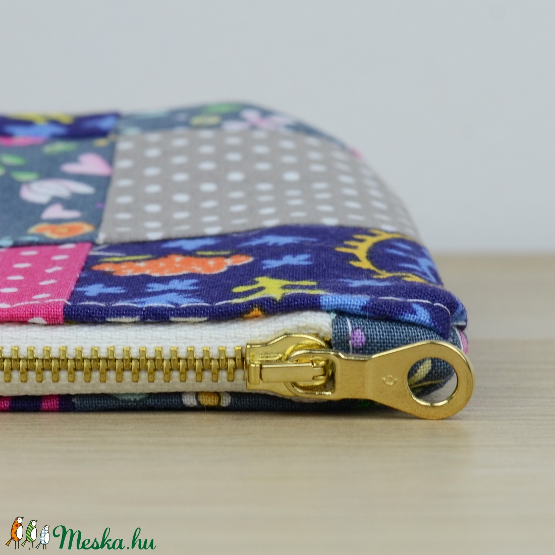 Patchwork, neszeszer, kék-rózsaszín - táska & tok - neszesszer - Meska.hu