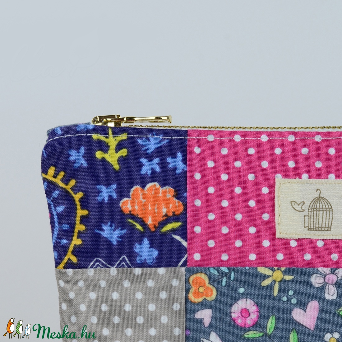 Patchwork, neszeszer, kék-rózsaszín - táska & tok - neszesszer - Meska.hu