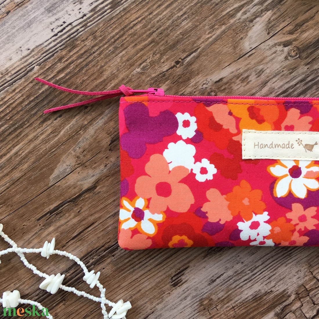 Rózsaszín tolltartó neszesszer szemüvegtartó virágmintás neszeszer karácsony ajándék - táska & tok - neszesszer - Meska.hu
