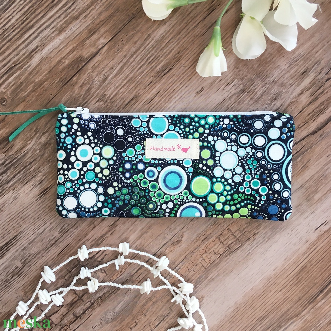 Buborék mintás kék zöld türkiz tolltartó neszesszer szemüvegtartó karácsony ajándék - táska & tok - neszesszer - Meska.hu