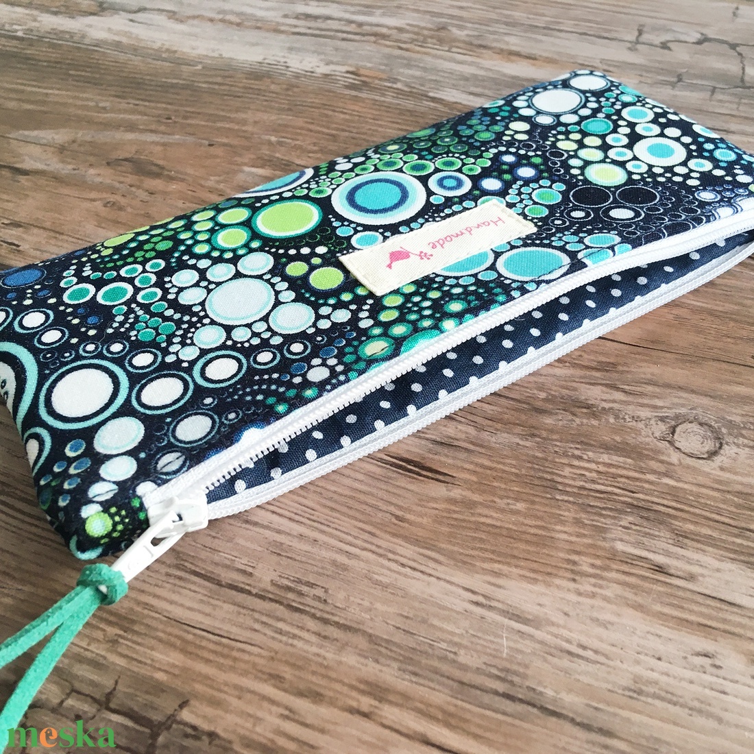 Buborék mintás kék zöld türkiz tolltartó neszesszer szemüvegtartó karácsony ajándék - táska & tok - neszesszer - Meska.hu