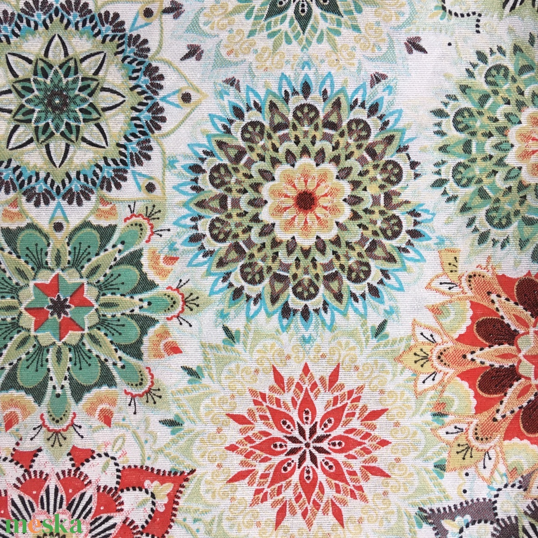 AKCIÓ!!! Zöld narancs mandala mintás vászon szatyor bevásárló táska shopper - táska & tok - bevásárlás & shopper táska - shopper, textiltáska, szatyor - Meska.hu