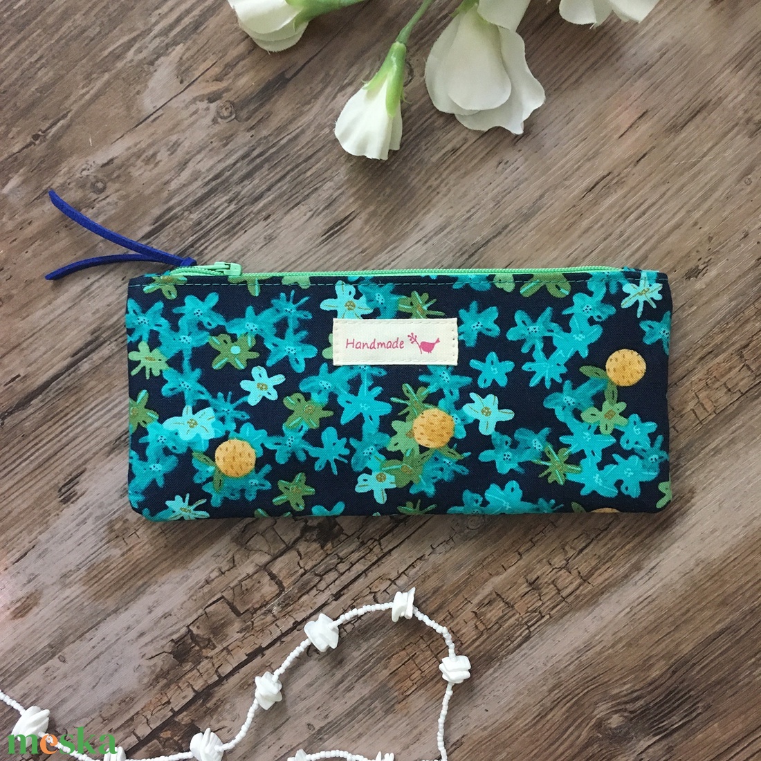 Türkiz csillagvirág neszesszer tolltartó szemüvegtartó tok pedagógusnap karácsony ajándék - táska & tok - neszesszer - Meska.hu