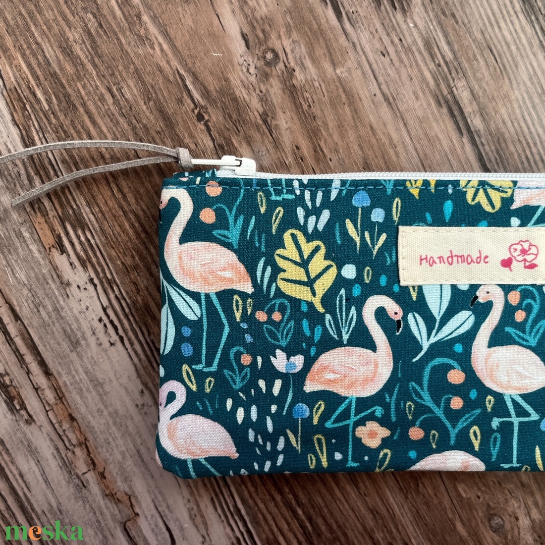 Flamingó mintás neszesszer tolltartó szemüvegtartó türkiz neszeszer gyereknap - táska & tok - neszesszer - Meska.hu