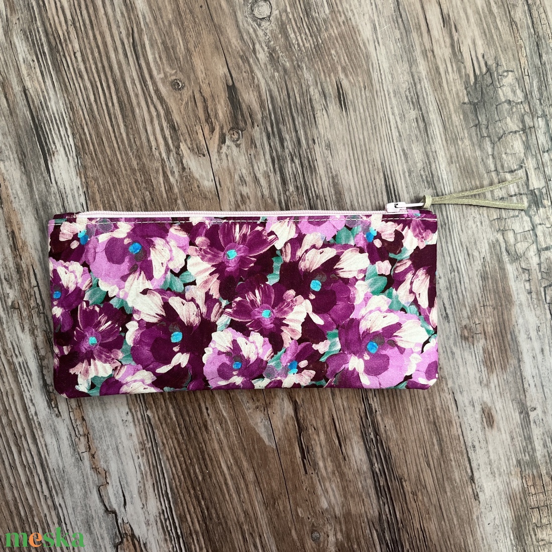 Lila-rózsaszín virágos tolltartó szemüvegtok neszesszer karácsony ajándék - táska & tok - neszesszer - Meska.hu