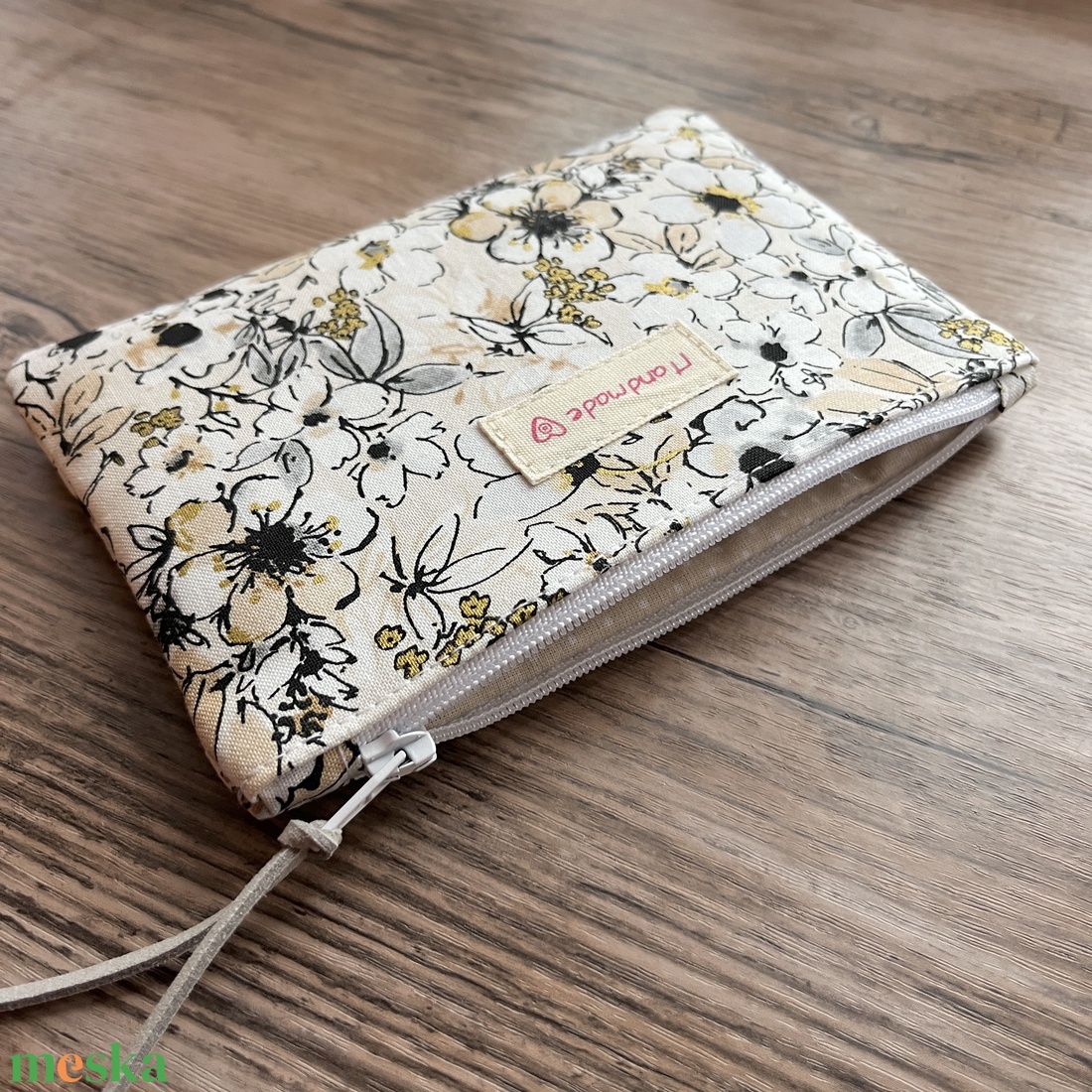 Bézs virágos boríték neszesszer irattartó tok erszény karácsony ajándék - táska & tok - neszesszer - Meska.hu