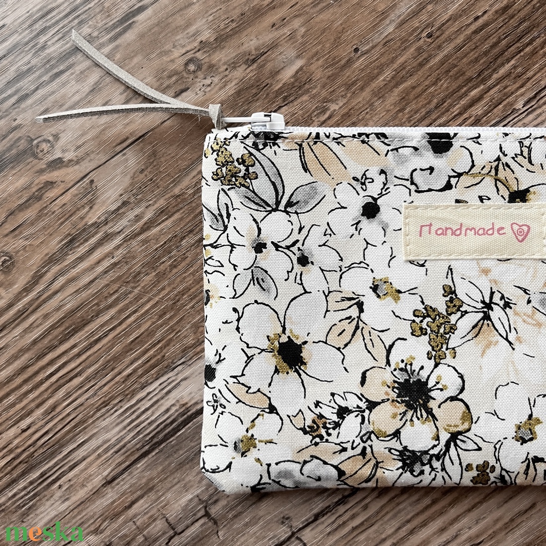 Bézs virágos boríték neszesszer irattartó tok erszény karácsony ajándék - táska & tok - neszesszer - Meska.hu