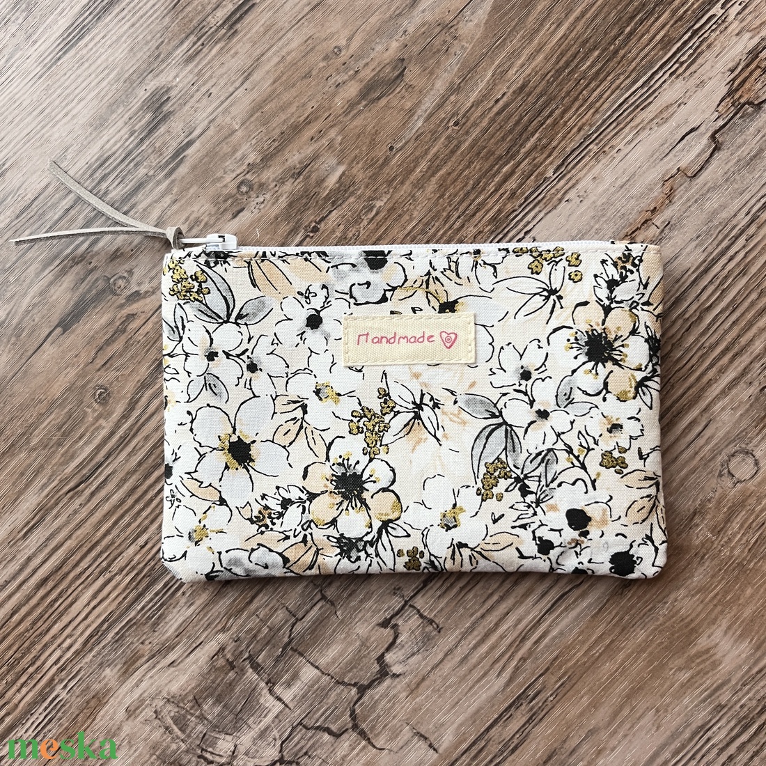 Bézs virágos boríték neszesszer irattartó tok erszény karácsony ajándék - táska & tok - neszesszer - Meska.hu
